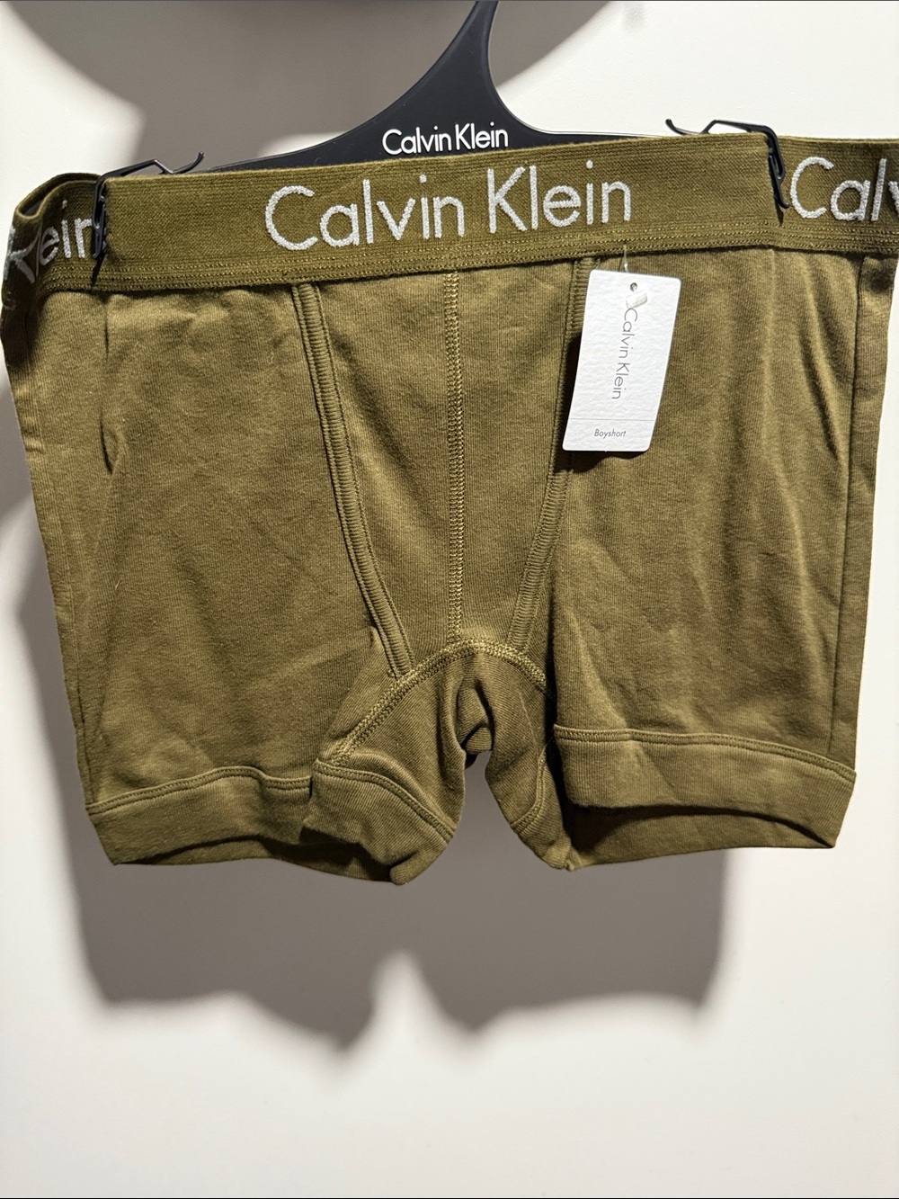Calvin Klein Olive Stretch Cotton Boxer Briefs with Logo Waistband